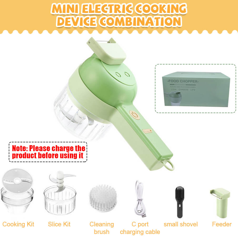 4-in-1 Handheld Electric Vegetable Cutter Set With Open Feeding
